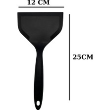 Multiamo Isıya Dayanıklı Geniş Ağız Spatula 25 cm x 12 cm Siyah Renkli