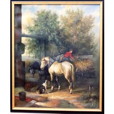 Tram56 Tuval Üzerine Yağlıboya Resim. Anonim. 19.yüzyıl. Çerçevesiz 63X53 Cm.
