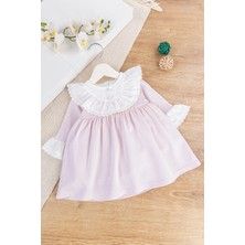 Babymod Fisto Detaylı Uzun Kollu Pembe Kız Bebek Elbise