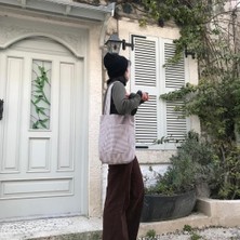Sumicorn Design Pötikareli Çevre Dostu Bez Çanta,cepli Keten Kol ve Omuz Çantası,bez Alışveriş Çantası