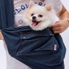 Pawstar Mavi Denim Crossbody Küçük Irk Köpek Çapraz Taşıma Çantası