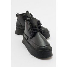 Luvi Ovela Siyah Cilt Kalın Taban Kadın Spor Bot