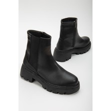 Dilimler Ayakkabı Bağsız Kenar Streç Siyah Kadın Bot