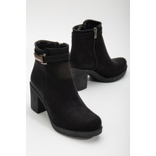 Dilimler Ayakkabı Toka Aksesuarlı Platform Siyah Kadın Topuklu Bot