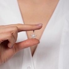 Hom Silver Jewelry 925 Ayar Gümüş Zirkon Taş Işlemeli Deniz Yıldızı Motifli Kadın Kolye HSJ0060