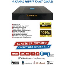 qromax 4 Kanal Dvr Kayıt Cihazı 1080P 5mp H265+ Kolay Cepten Izle Sabit Ip Istemez Xmeye