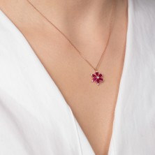Hom Silver Jewelry 925 Ayar Gümüş Pembe Renkli Lotus Kadın Kolye HSJ0066