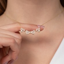 Hom Silver Jewelry 925 Ayar Gümüş Zirkon Taş Işlemeli Mıknatıslı Açılıp Kapanabilir Kalpli Kadın KOLYEHSJ0072