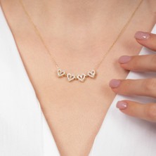 Hom Silver Jewelry 925 Ayar Gümüş Zirkon Taş Işlemeli Mıknatıslı Açılıp Kapanabilir Kalpli Kadın KOLYEHSJ0072