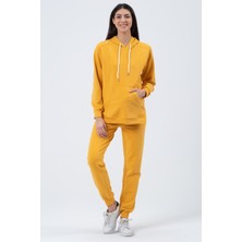 Busa Hamile Emzirme Detaylı Iki Iplik Esnek Karın Bantlı Eşofman Takım Sarı