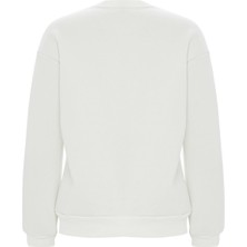 Muni Muni  Baskılı Düz Renk Sweatshirt -Beyaz