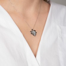 Hom Silver Jewelry 925 Ayar Gümüş Kişiye Özel Açılıp Kapanabilir Isimli Çınar Yaprağı Kadın Kolye HSJ0075