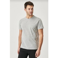 3A Moda Erkek Beyaz-Lacivert-Siyah-Haki-Gri Melanj Slim Fit Bisiklet Yaka  Pamuk 5'li Tişört Paketi