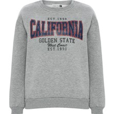 Muni Muni  Baskılı Düz Renk Sweatshirt -Gri