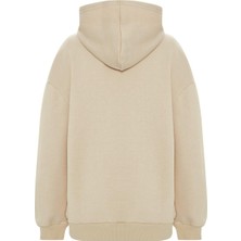Muni Muni  Baskılı Düz Renk Sweatshirt -Bej
