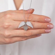 Hom Silver Jewelry 925 Ayar Gümüş Kişiye Özel Açılıp Kapanabilir Isimli Melek Kanadı Kadın Kolye HSJ0078