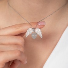 Hom Silver Jewelry 925 Ayar Gümüş Kişiye Özel Açılıp Kapanabilir Isimli Melek Kanadı Kadın Kolye HSJ0078