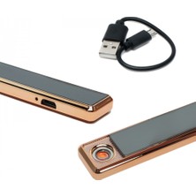 Kritik Ticaret Slim Şarjlı Metal Çakmak Şarjlı USB Dokunmatik Siyah Elektronik Çakmak