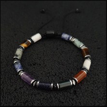 Seven Art Jewelry Doğal Taş Bileklik, Kaplangözü, Akik, Kiwi (Jasper),ametist, Havlit, Yıldız Taşı, Hint Akiği, Sodalit, Hematit Taşı Bileklik