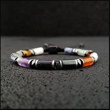 Seven Art Jewelry Doğal Taş Bileklik, Kaplangözü, Akik, Kiwi (Jasper),ametist, Havlit, Yıldız Taşı, Hint Akiği, Sodalit, Hematit Taşı Bileklik