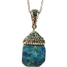 Royaleks Lapis Doğal Taşı Zincirli El Yapımı Kolye Uç: 3 cm Zincir: 20 cm Kutulu