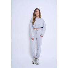 Pour La Riviere Bisiklet Yaka Şardonlu Crop Kadın Eşofman Takımı