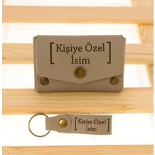 Miaju Isme Özel Yüksek Kalite Deri Bozuk Para Çantası ve Anahtarlık Seti, Kişiselleştirilmiş Aksesuar