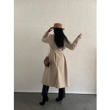 Gokili Butik Kadın Düğmesiz Kordonlu Kaşe Kaban
