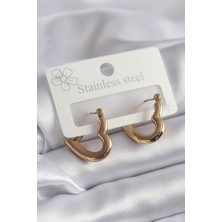 Shopzum 316L Çelik Gold Renk Kalp Model Kadın Küpe