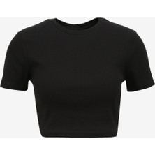 Fabrika Bisiklet Yaka Fitilli Siyah Kadın T-Shirt F4SL-TST0337