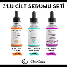 Glow Genix 3'lü Cilt Serumu Seti C Vitamini Serum 30 ml + Hyaluronic Asid Serum 30 ml + Collagen Serum 30 ml