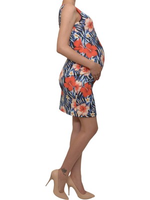 LuvmaBelly  Maternity 5509 Çiçekli Lohusa Emzirme Elbise