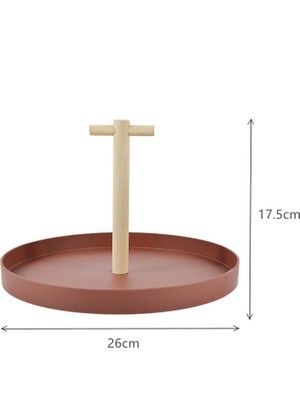 Shanhua Shop Gri Tarzı Nordic Round Plastic Jewelry Tray Living Room Kitchen Household Decoration Cosmetic Sundries Storage Tray With Solid Wood Handle (Yurt Dışından)