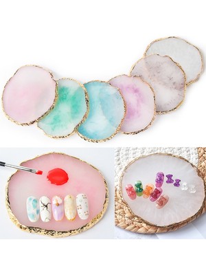 Shanhua Shop Pembe Tarzı 1pcs Resin Storage Painted Palette Tray Jewelry Display Plate Necklace Ring Earrings Display Tray Creative Decoration Organizer (Yurt Dışından)