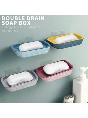 Shanhua Shop No.2 Tarzı 1 Adet Kendinden Yapışkanlı Sabunluk Duvara Monte Çift Katmanlı Sabunluk Sabun Sünger Bulaşık Banyo Aksesuarları Sabun Yemekleri Araçları Cocina (Yurt Dışından)