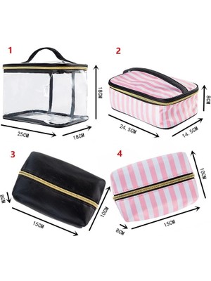 Qiuming Shop 3 Parça C4 Stili Pvc Şeffaf Kozmetik Çantası Organizatör Seyahat Tuvalet Çantası Seti Pembe Güzellik Çantası Makyaj Çantası Güzellik Uzmanı Vanity Necessaire Gezisi (Yurt Dışından)