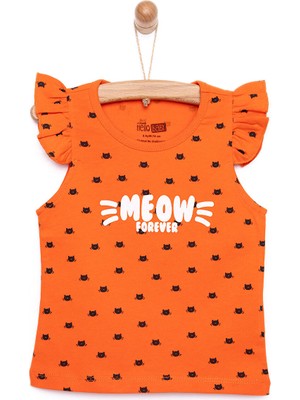 HelloBaby Basic Kedi Baskılı Atlet Tshirt Kız Bebek