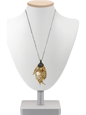 Gümüştel El Sanatları Sertifikalı Inci Doğal Taş Tasarım Kolye