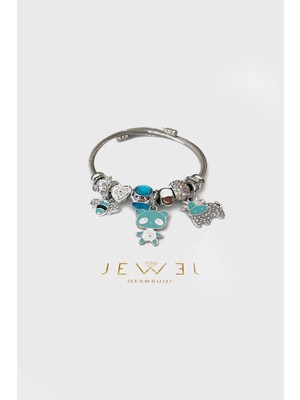 Jewel P. Model Blue Beyaz Altın Kaplama Bileklik