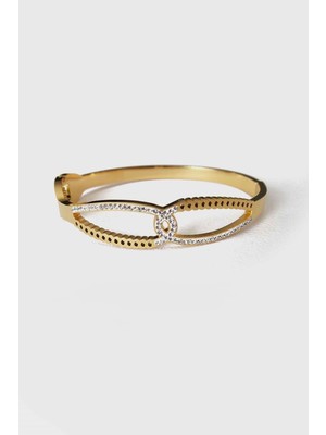 Jewel Geçmeli Damla Model Gold Altın Kaplama Bileklik
