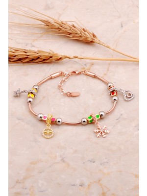 Sümer Telkari Mineli Rose Gümüş Şans Bileklik 4510