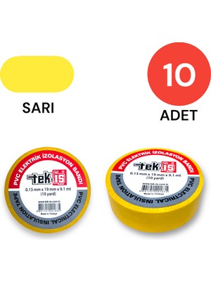 Tek-İş Izole Bant Elektrik Bandı Sarı 10 Adet