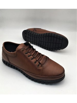 Mustey Erkek Klasik Ayakkabı Akıllı Bağcıklı Ortopedik Taban Akıllı Bağcıklı Tabanı Kaymaz Yumuşak Deri Hafifher Kombine Uygun