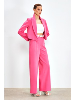 Sateen Klasik Bol Paça Pantolon - Pembe