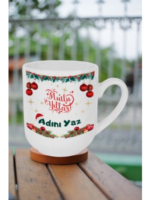 Caisya Kişiye Özel Yılbaşı Isim Baskılı Lüx Kupa Bardak Porselen Çay Kahve Fincanı