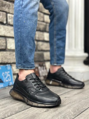 Bpm BA0324 Içi Dışı Deri Rahat Taban Siyah Sneakers Casual Erkek Ayakkabı