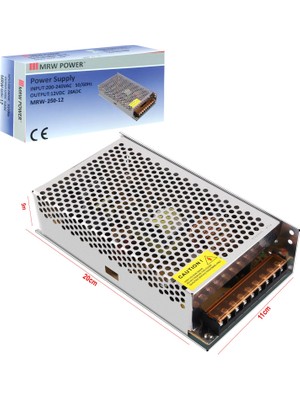 Mervesan Adaptör 12V 20A Metal Kasa MRW-250-12