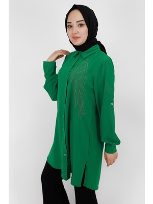 By Coolest Butik 10377 Taş Baskılı Tunik Gömlek