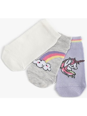Koton Kız Çocuk Unicorn Çorap Seti 3’Lü Çok Renkli