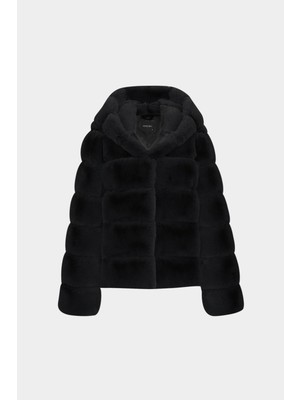 Açelya Okcu Açelyaokcu Kapüşonlu Kadın Rex Kürk Mont